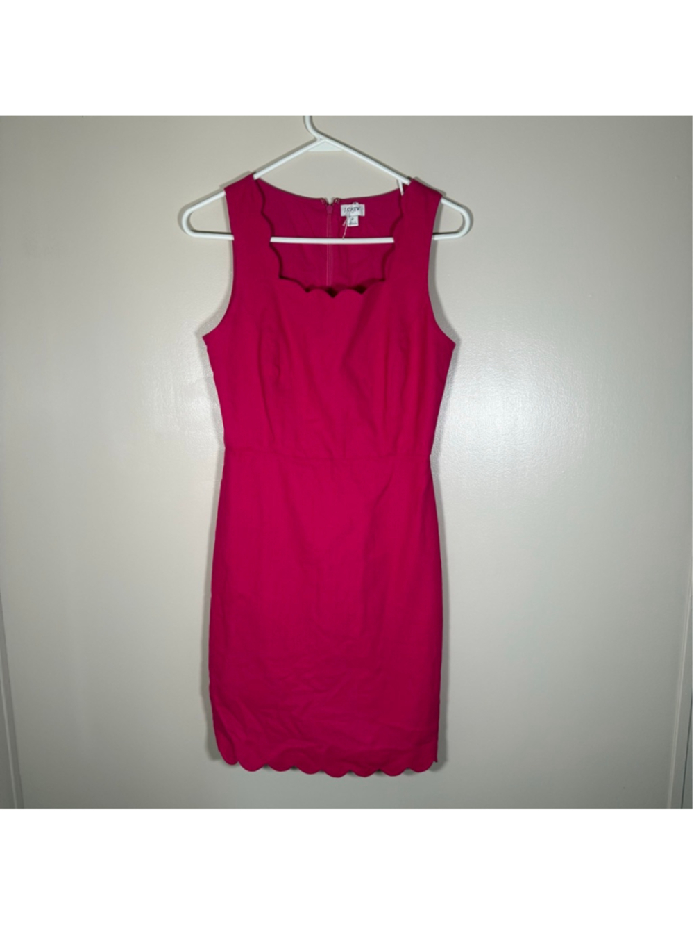 Women's J.Crew Pink Scalloped Neck Mini Dress Size 2 NWOT